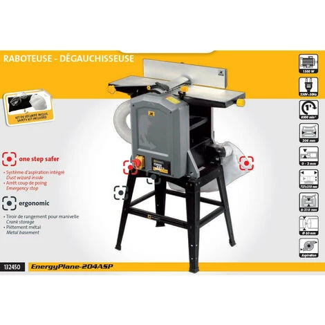 PEUGEOT PSP Peugeot - Raboteuse Dégauchisseuse L:204mm 1500W Avec Aspiration Intégrée Avec 2 Fers - EnergyPlane-204ASP 5 PEUGEOT PSP Peugeot - Raboteuse Dégauchisseuse L:204mm 1500W Avec Aspiration Intégrée Avec 2 Fers - EnergyPlane-204ASP – Image 3